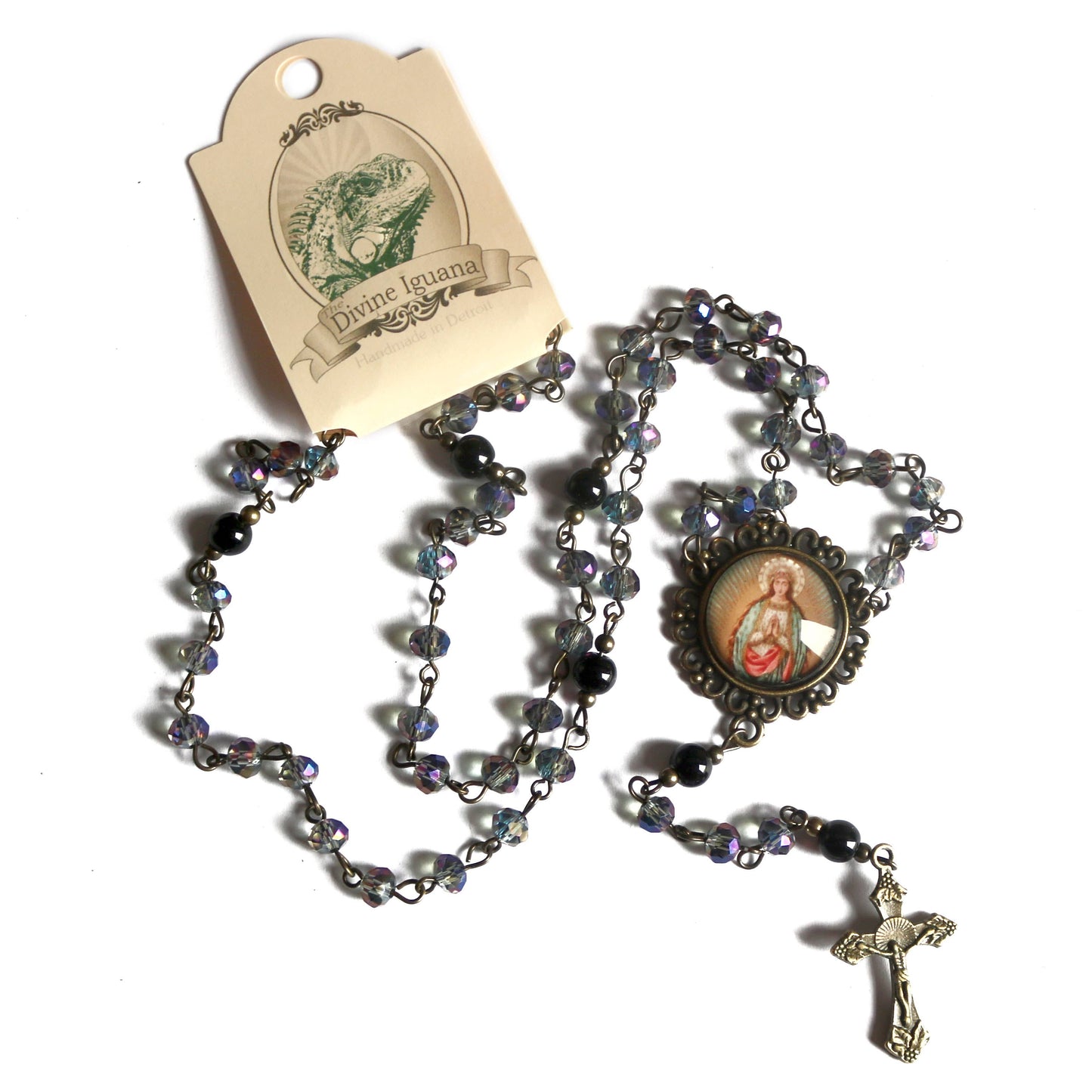 Blue Glass Beaded Rosary