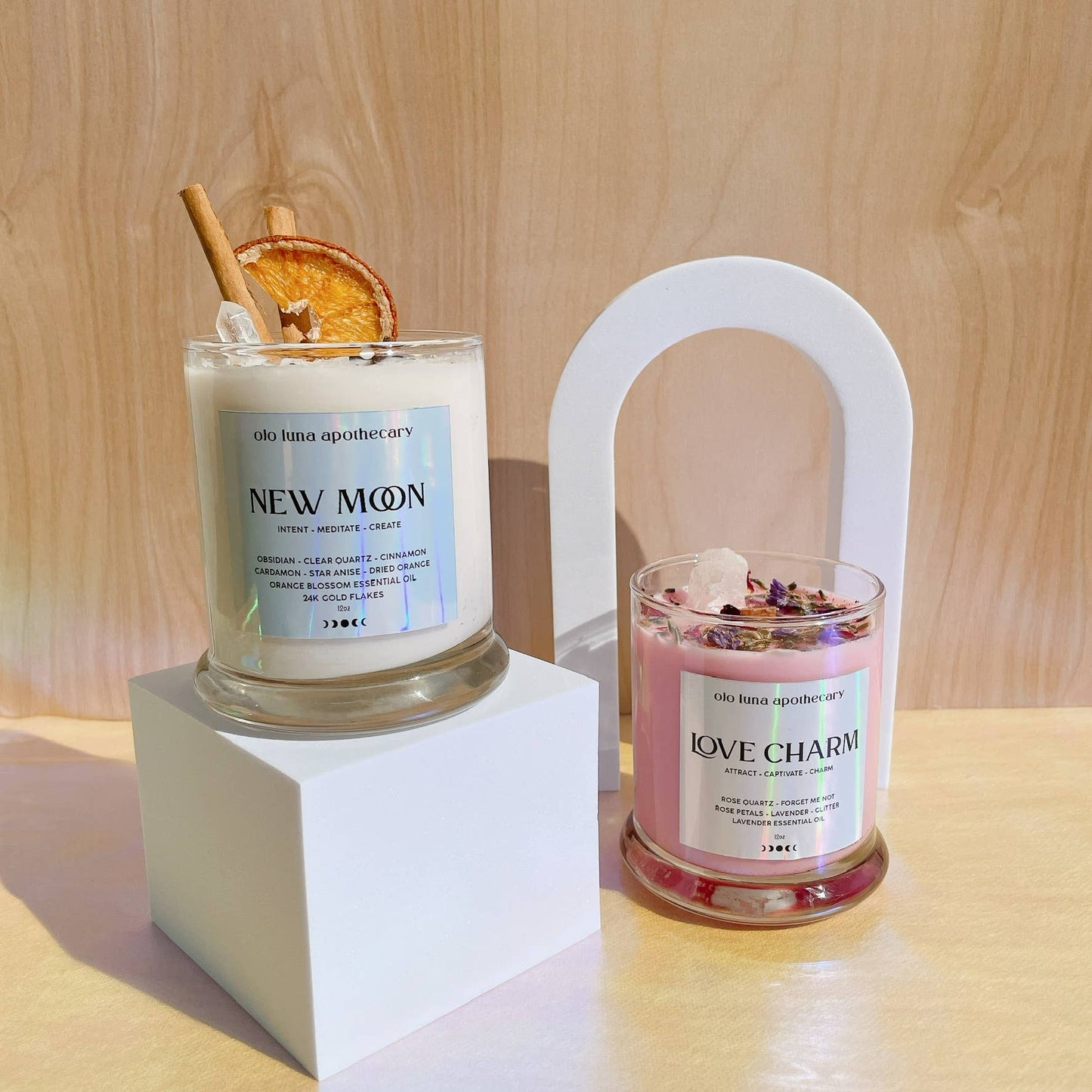 Love Charm Intention Candle: Wooden Wick