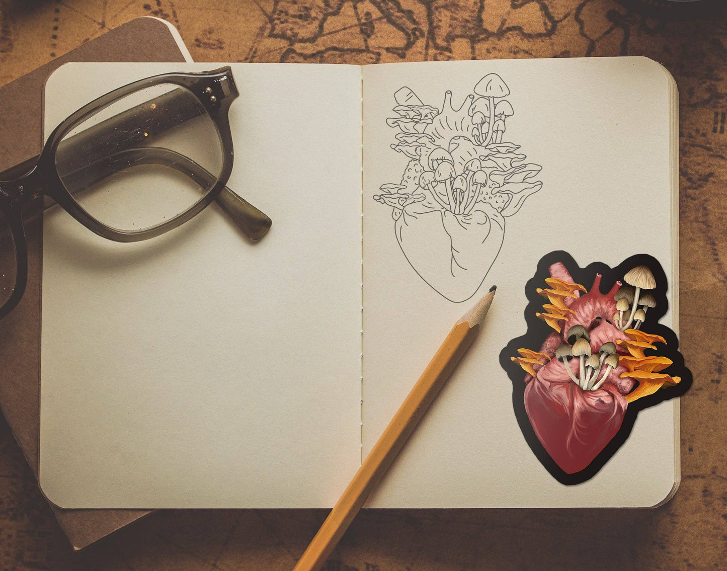Mushroom Heart Sticker