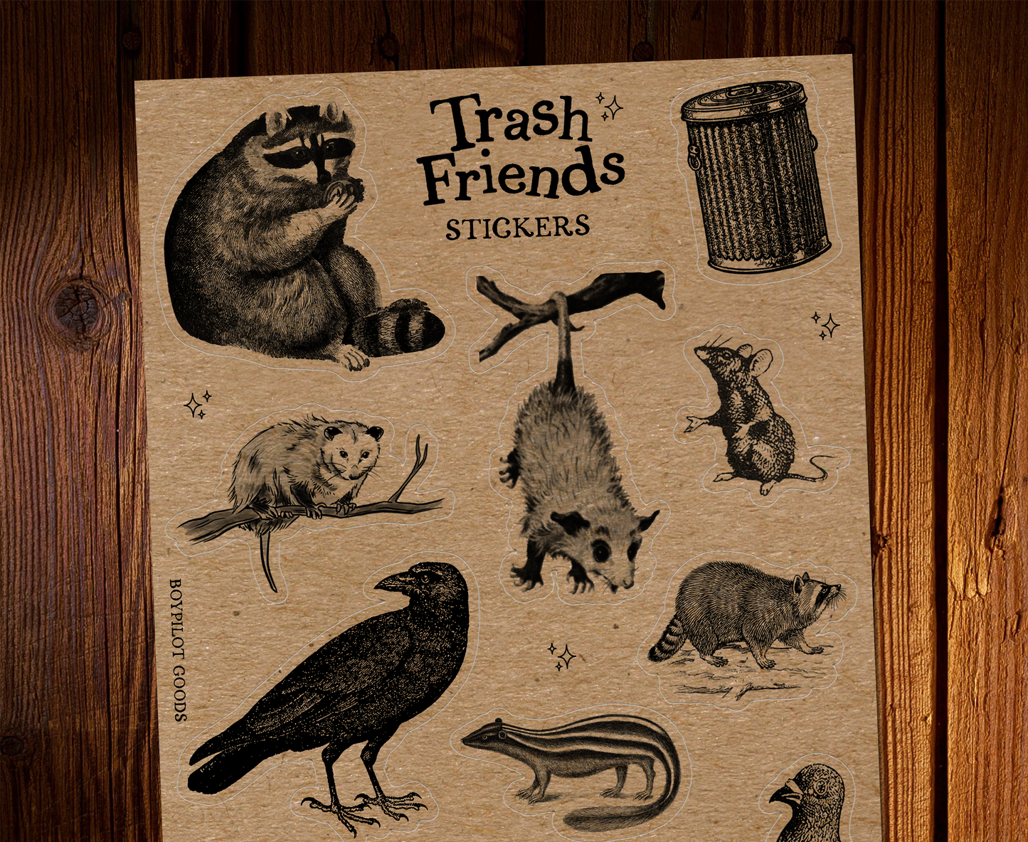 Trash Friends Vintage Sticker Sheet: With J-Hook