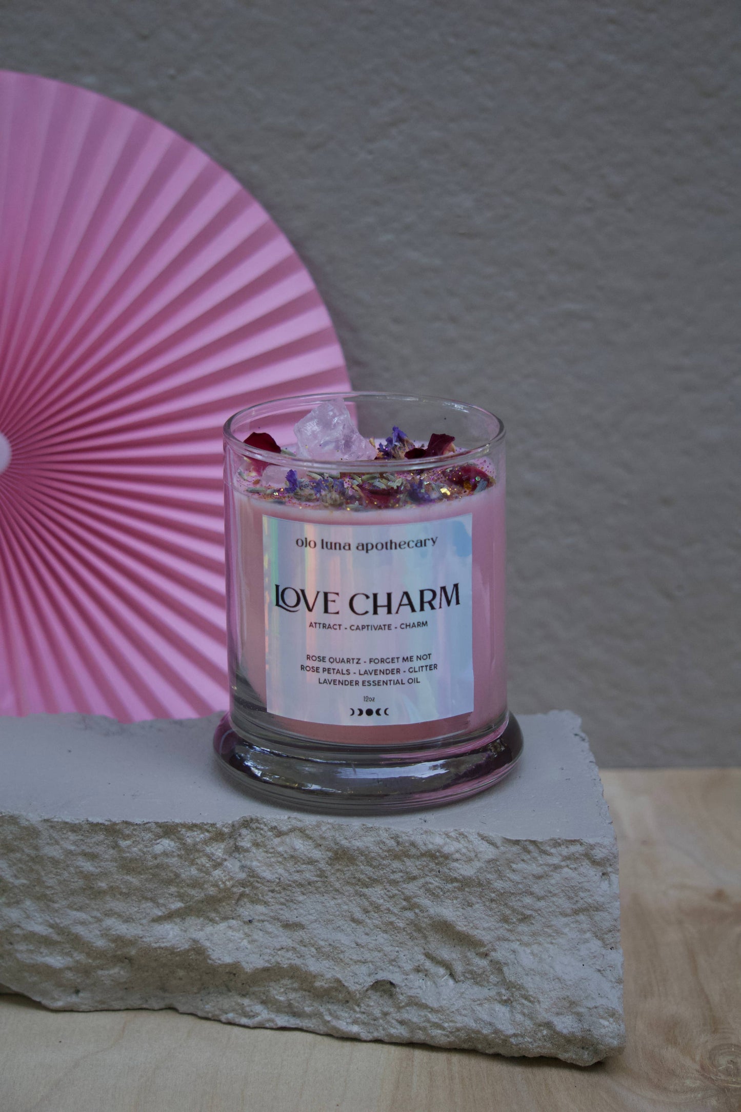 Love Charm Intention Candle: Wooden Wick