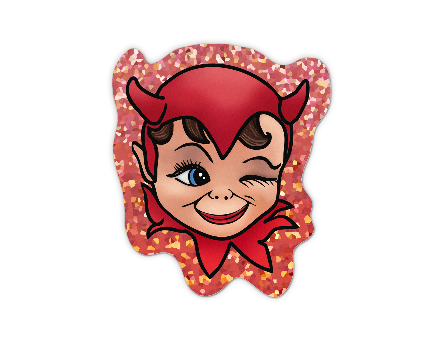 Cute Devil Sticker - Vintage Demon Red Glitter Decal