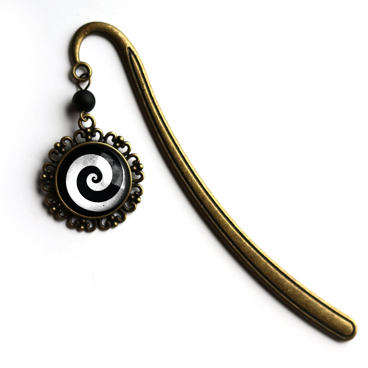 Black and White Spiral Goth Halloween Bronze  Bookmark