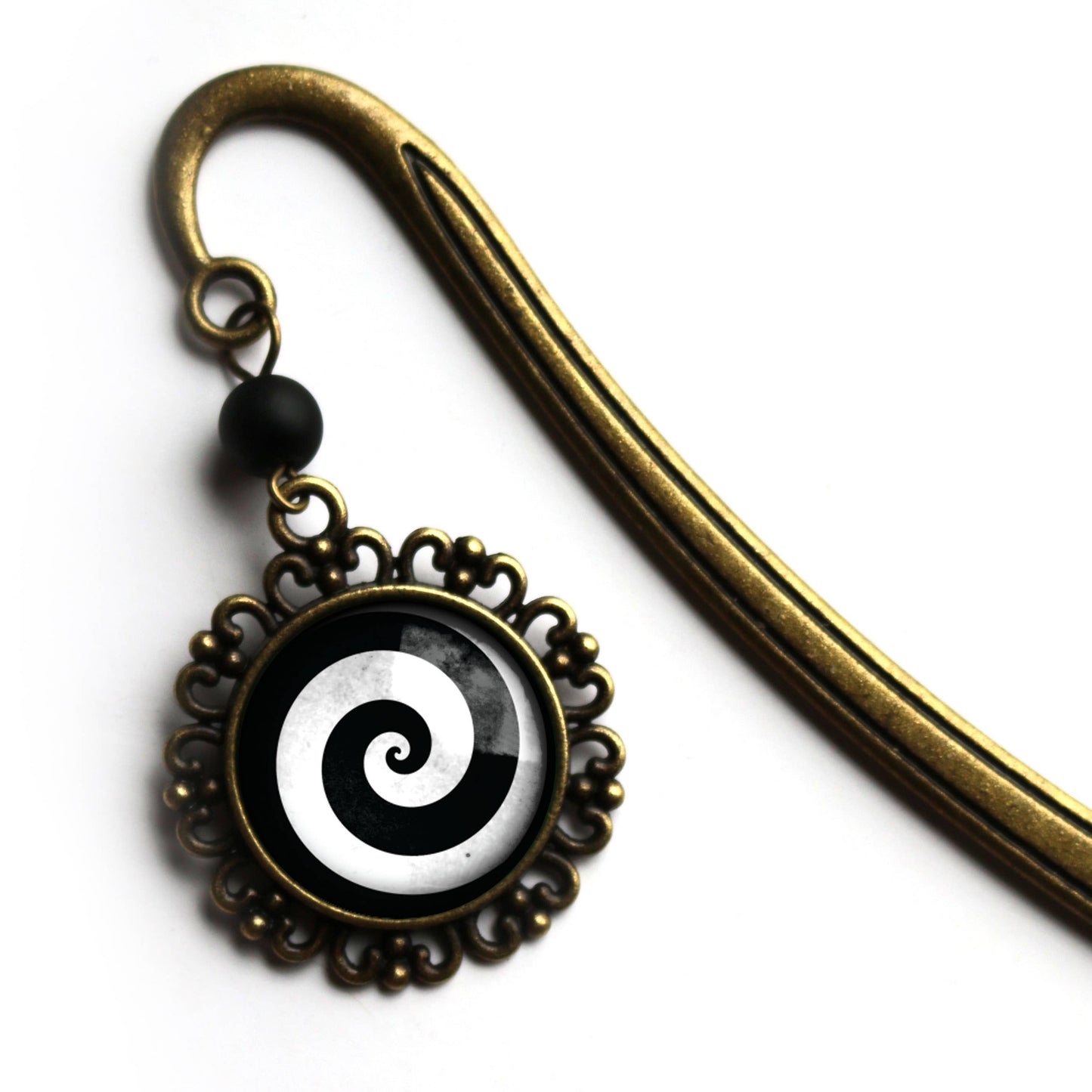 Black and White Spiral Goth Halloween Bronze  Bookmark