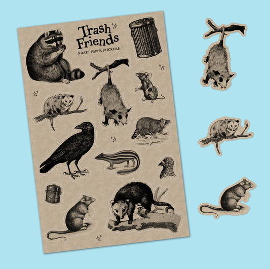 Trash Friends Vintage Sticker Sheet: With J-Hook