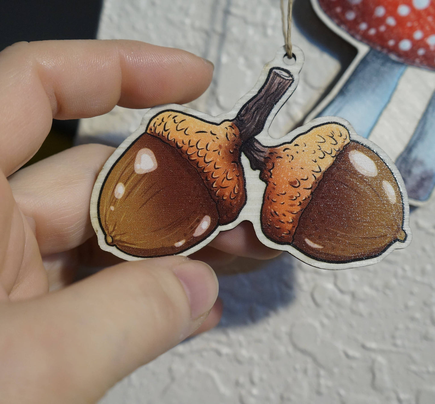 Flora wood printed ornaments