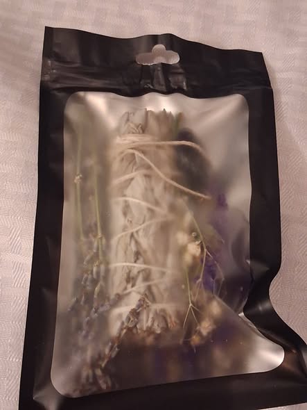 Floral Sage Bundle with Babies Breath, Purple Flowers, Lavender, Eucalyptus and Protective Stone