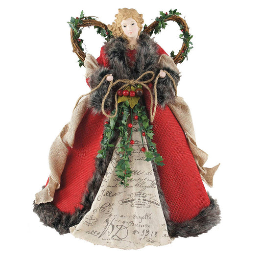 16" Red Homespun Angel Tree Topper