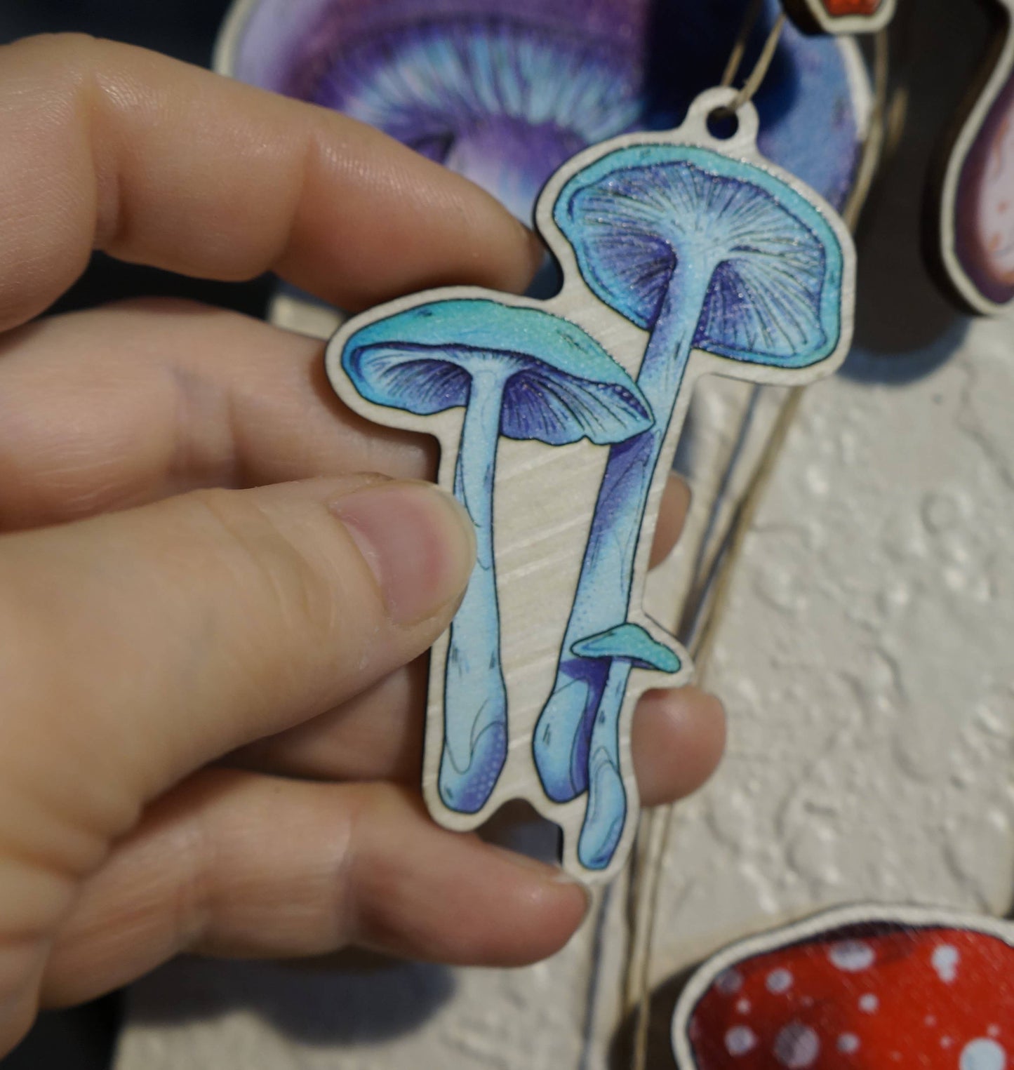 Flora wood printed ornaments