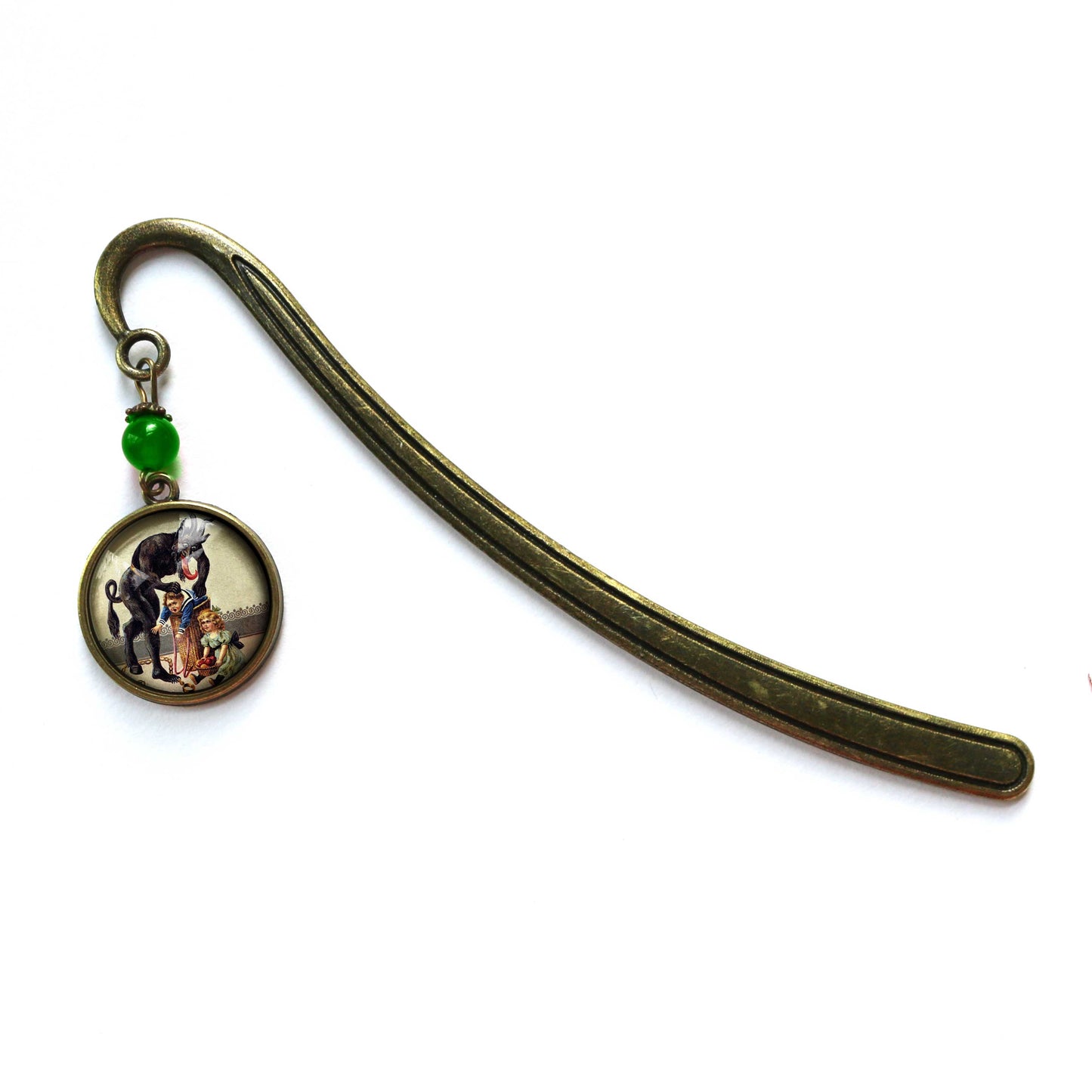 Krampus with Naughty Child in Barrel Christmas Bookmark