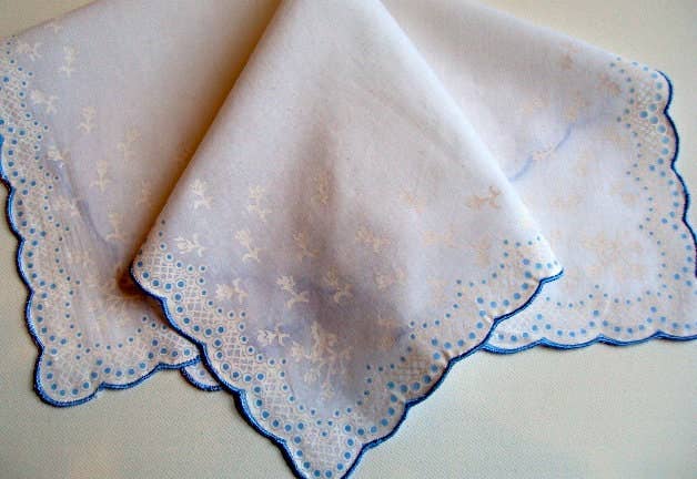 Guardian Angel Hanky Card: White/Blue